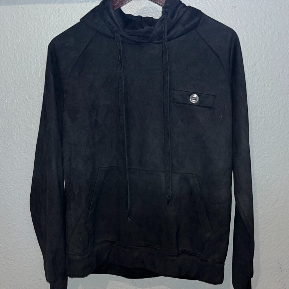 THE SILTED CO. Made in Italy Suede Cloth Midnight Black Hoodie NWOT -Rare-Size S